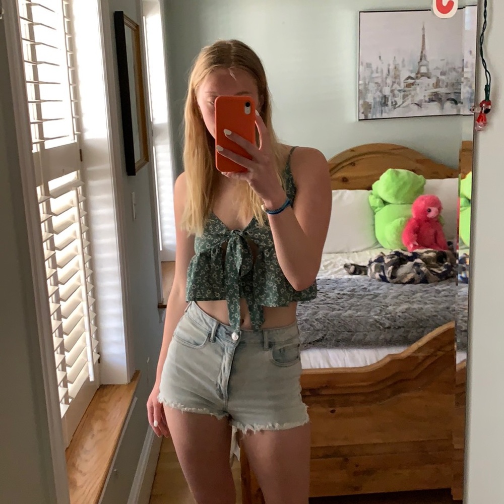 light blue jean shorts